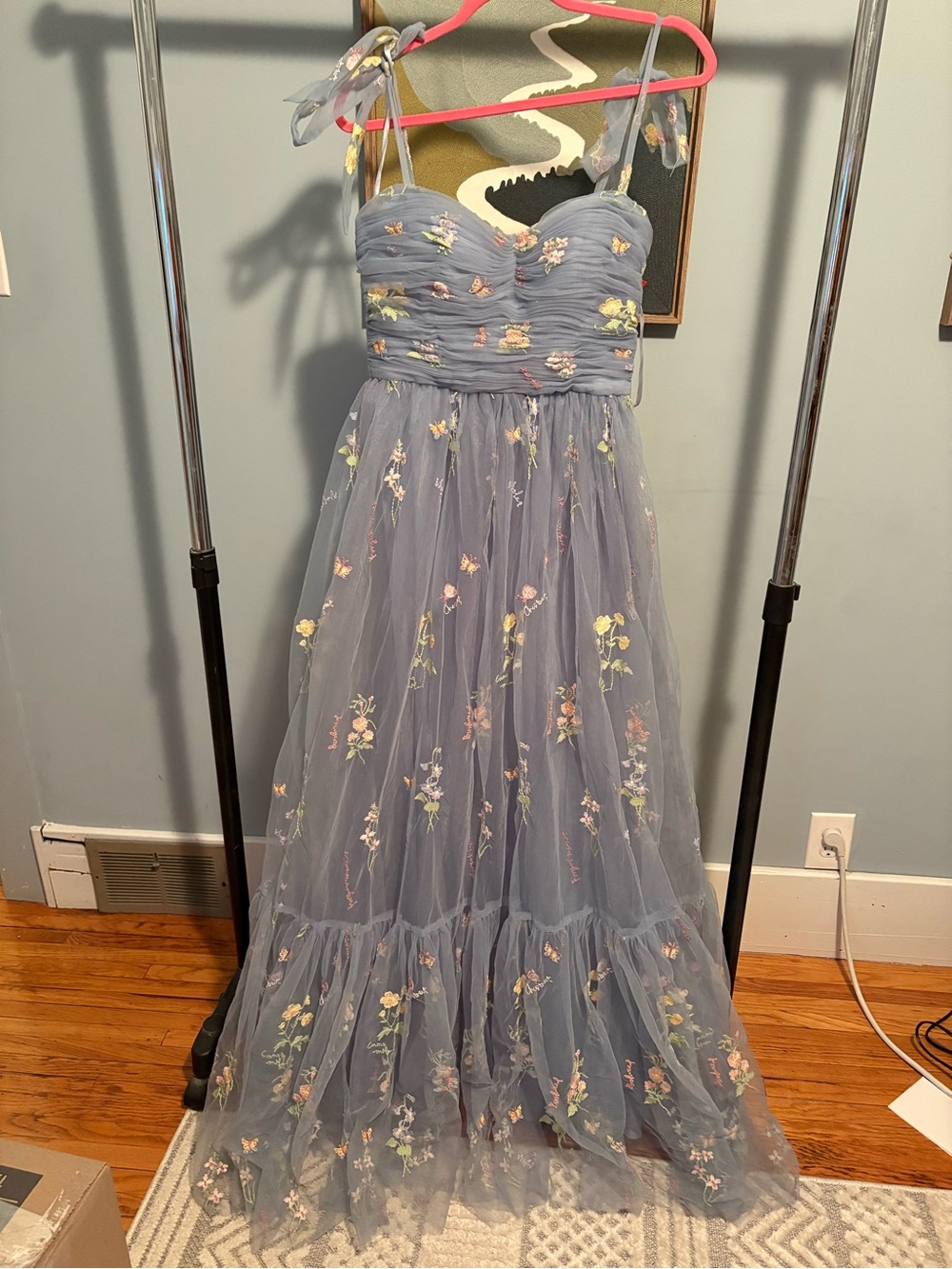 Elegant Lavender Purple Floral Dress Zip Up Back Size 8